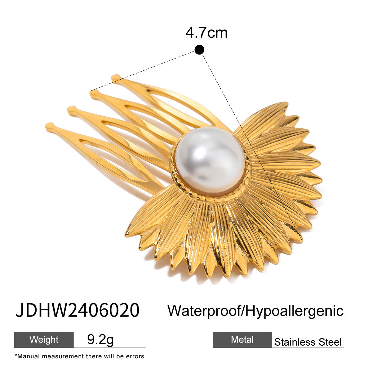 Wholesale 18k Gold Stainless Steel Personalized Retro Pattern Starfish Hair Clips